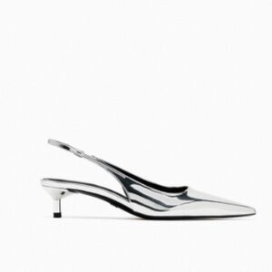 Zara silver kitten heels